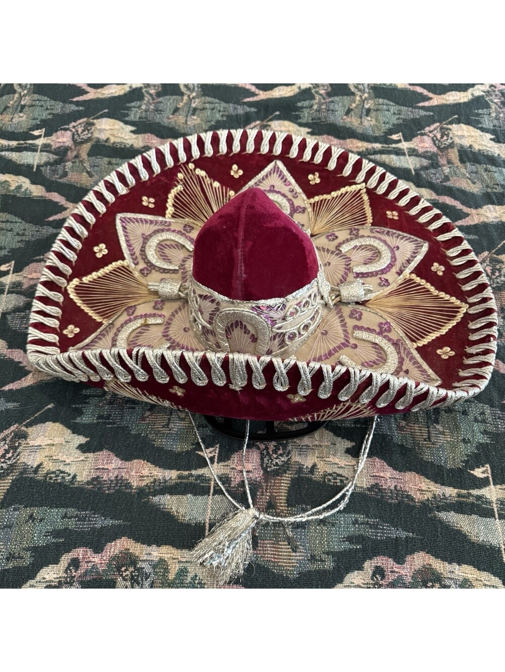 Authentic 22" Salazar Yepez Hot Pink/Silver Mexican Sombrero Charro Mariachi Hat